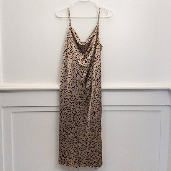I JOAH Dresses & Skirts - I JOAH Leopard Print Satin Slip Dress – Size Large